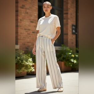 NWT H&M Wide Leg Linen Blend Pants Ladies Size 14